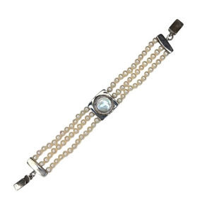 EDITH HEMPEL Romantic White Pearl, Mother-of-Pearl, and Sterling Silver Bracelet
